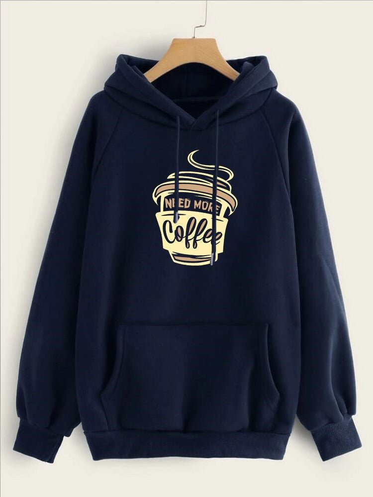 I Need More Coffee Printed Fleece Full Sleeves Pull Over Hoodie For Women - HB INDUSTRIES - Hoodies & Sweatshirts -