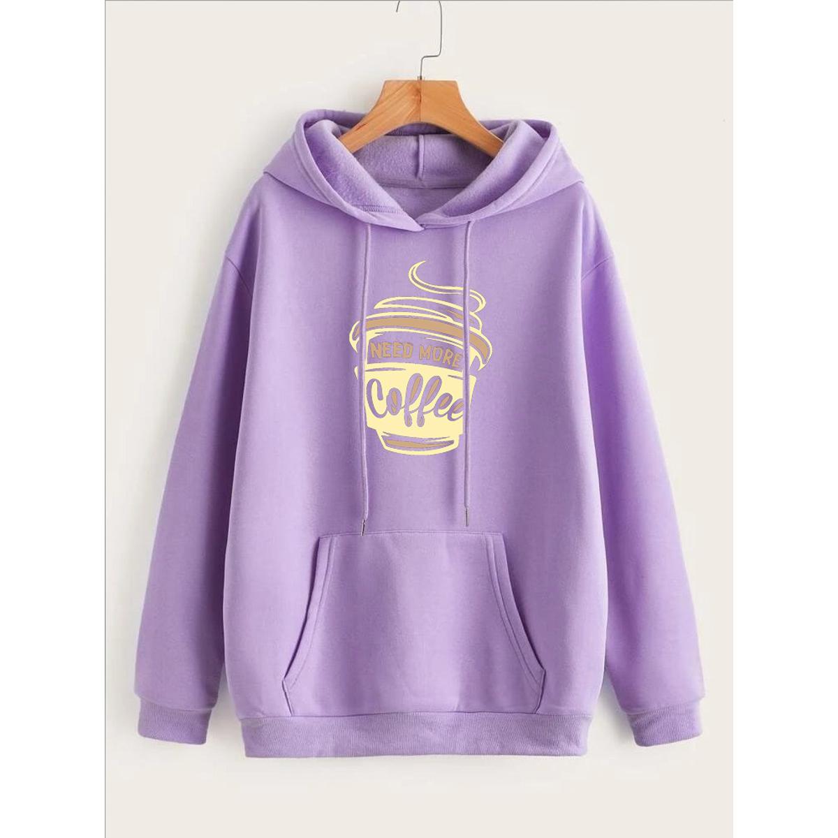 I Need More Coffee Printed Fleece Full Sleeves Pull Over Hoodie For Women - HB INDUSTRIES - Hoodies & Sweatshirts -