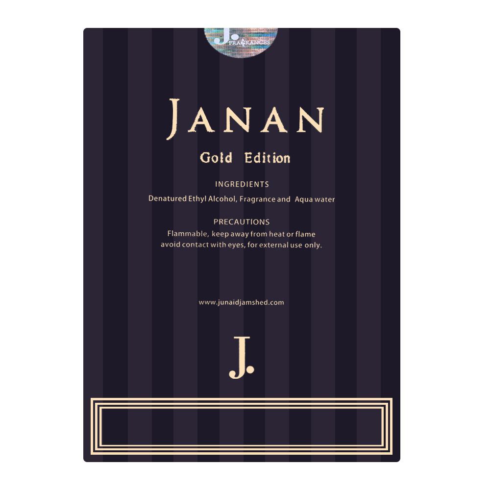 Junaid Jamshed J. Janan Gold Edition Eau De Parfum, 100ml - HB INDUSTRIES - Men Perfumes -