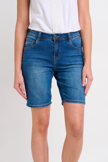 Stretch Denim Longline Shorts