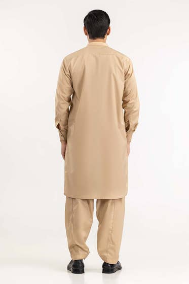 Khaki Basic Shalwar Kameez - HB INDUSTRIES - Shalwar Kameez -