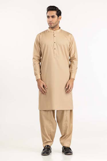 Khaki Basic Shalwar Kameez - HB INDUSTRIES - Shalwar Kameez -