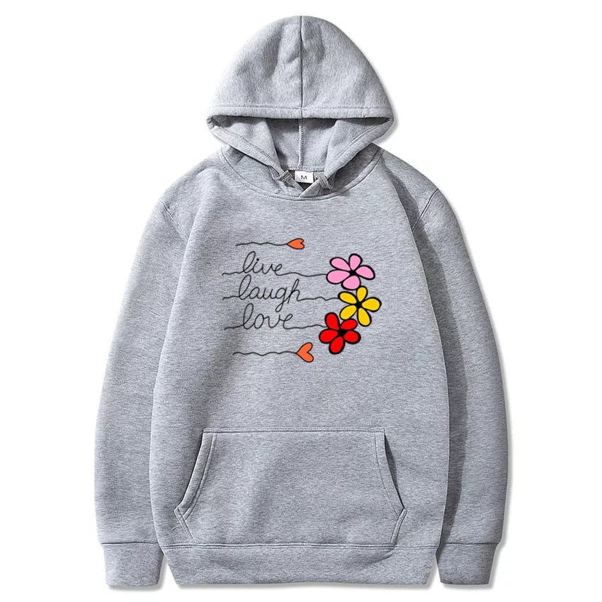 LIve Laugh Love Printed Fleece Full Sleeves Pull Over Hoodie For Women - HB INDUSTRIES - Hoodies & Sweatshirts -
