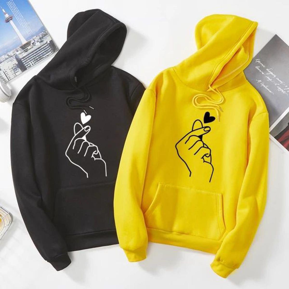 Love Charm Printed Fleece Full Sleeves Pull Over Hoodie For Women - HB INDUSTRIES - Hoodies & Sweatshirts -