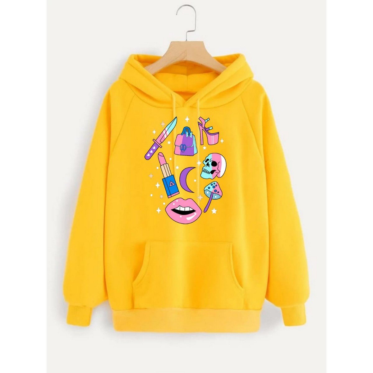 Make Up Printed Fleece Full Sleeves Pull Over Hoodie For Women - HB INDUSTRIES - Hoodies & Sweatshirts -