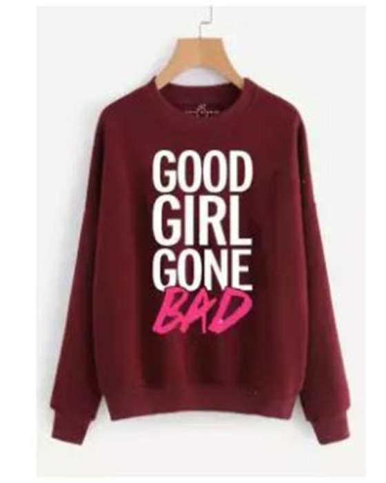 Maroon SweatShirt Printed Womens Hoodie Black Good Gone Bad - HB INDUSTRIES - Hoodies & Sweatshirts -