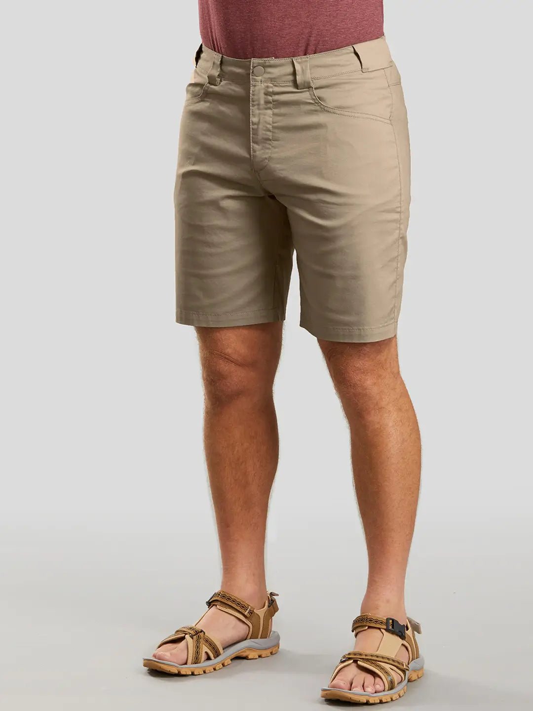 Men Khaki Solid Regular Fit Hiking Shorts - HB INDUSTRIES - Shorts -
