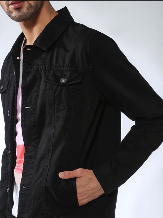 Mens Denim Jacket Black - HB INDUSTRIES - Denim Jacket -