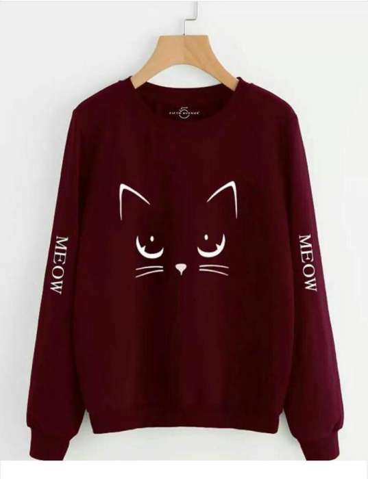 Meow Maroon Printed Sweatshirt For women 220 - HB INDUSTRIES - Hoodies & Sweatshirts -