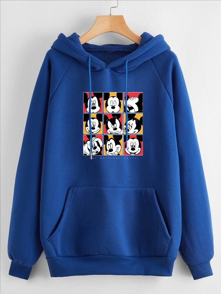 Mickey Mouse Face Printed Fleece Full Sleeves Pull Over Hoodie For Women - HB INDUSTRIES - Hoodies & Sweatshirts -