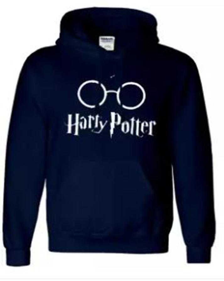 Navy Blue Cotton Printed Harry Potter Hoodie For Men - HB INDUSTRIES - Hoodie & Sweatshirt -