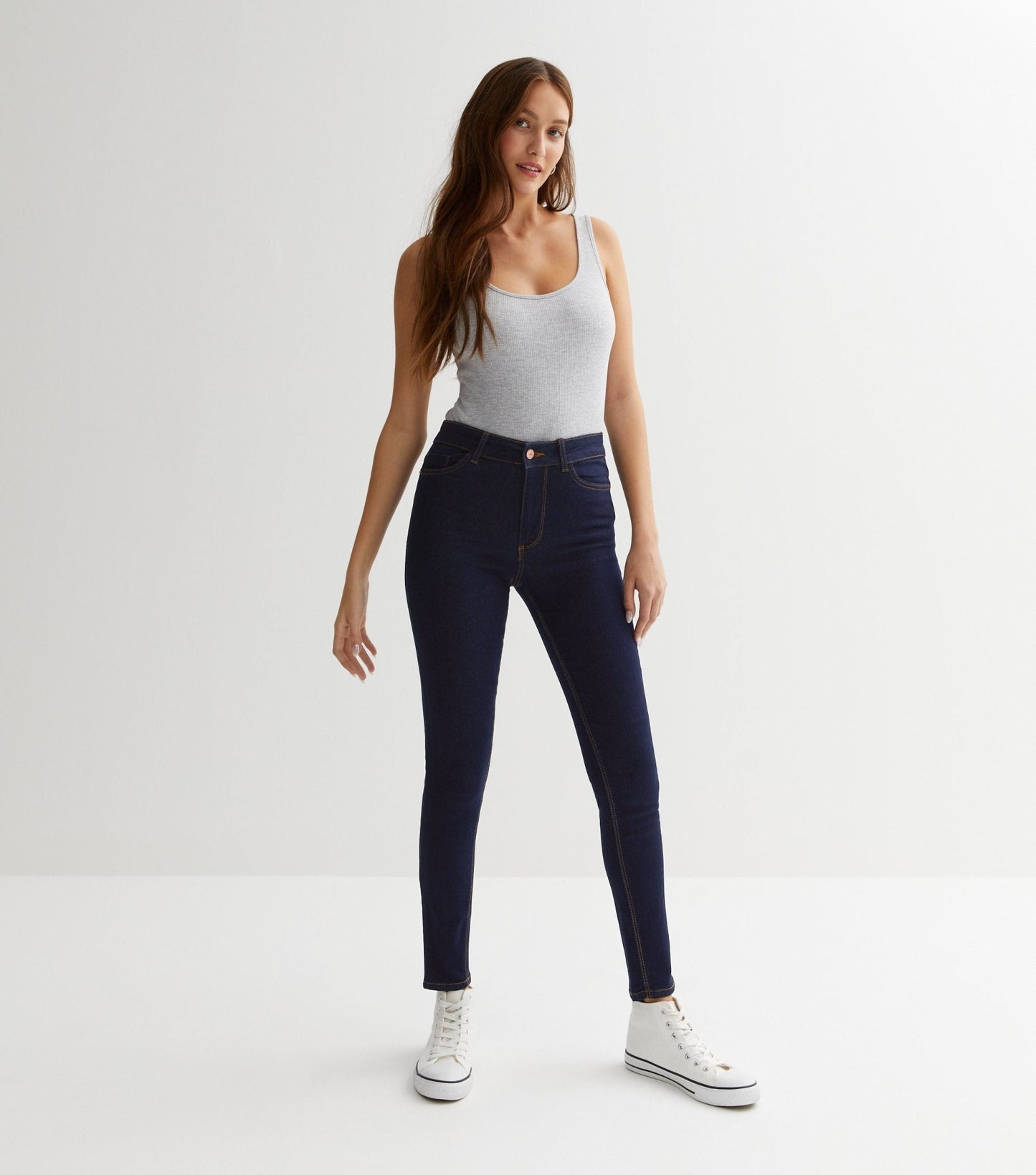Navy Mid Rise Skinny Jeans - HB INDUSTRIES - Jeans -