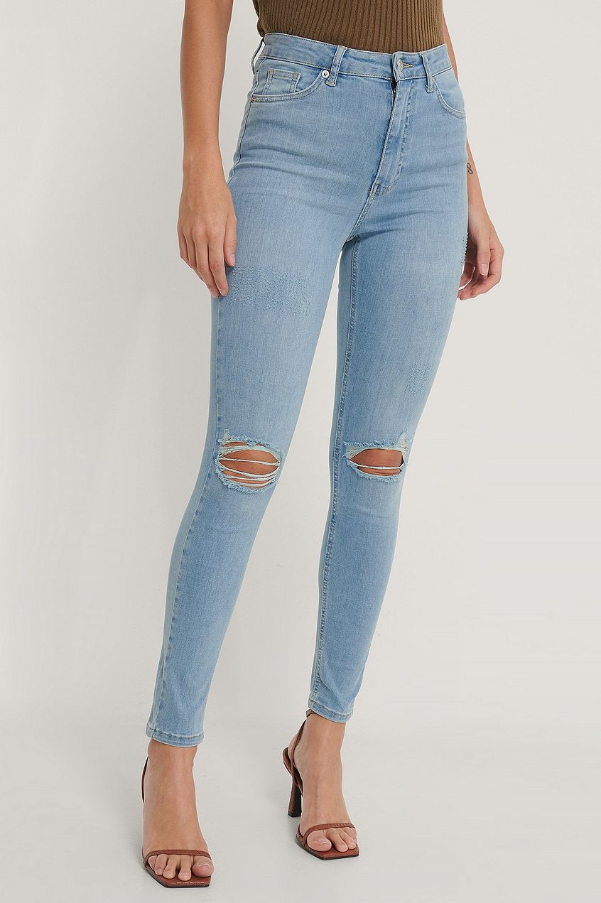 Organic Skinny High Waist Destroyed Jeans For Womens - HB INDUSTRIES - Jeans -