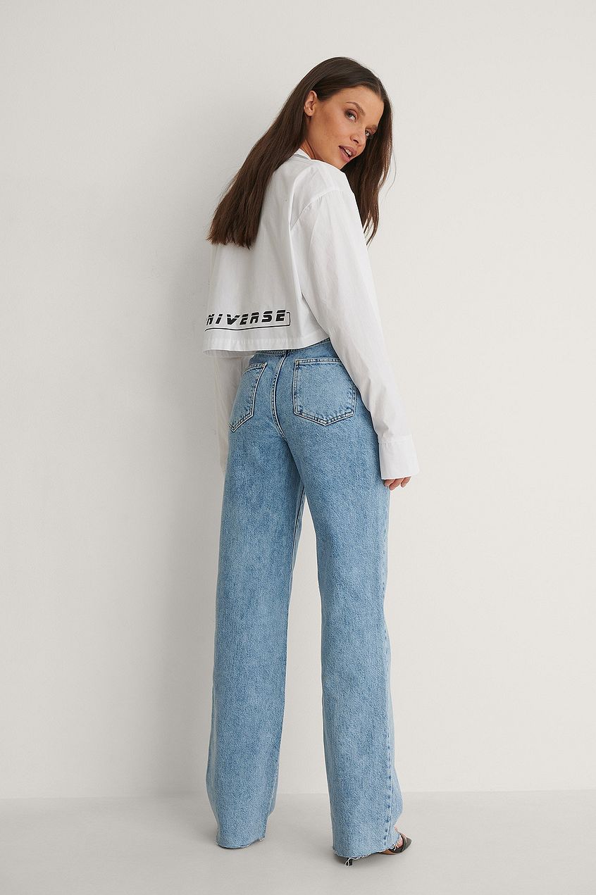Organic Straight Fit Raw Hem Jeans For Womens - HB INDUSTRIES - Jeans -
