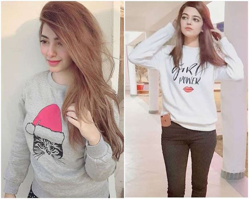 Pack of 2 Heatwomens Grey Santa Cat and White Power Printed Sweatshirts For Women s - HB INDUSTRIES - Hoodies & Sweatshirts -