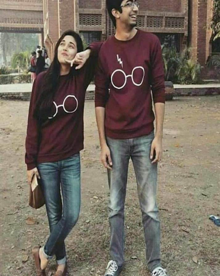 Pack Of 2 - Maroon Cotton Printed T - Shirts For Couples - HB INDUSTRIES - Tops & T - Shirts -
