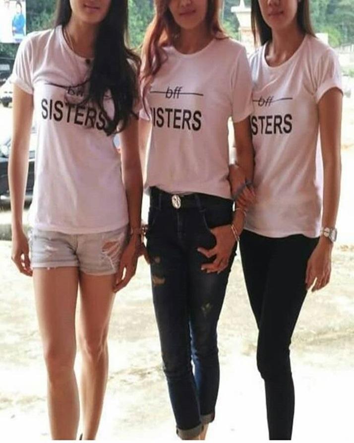 Pack Of 3 - Bff Sisters Printed T - Shirts For Her - White - HB INDUSTRIES - Tops & T - Shirts -