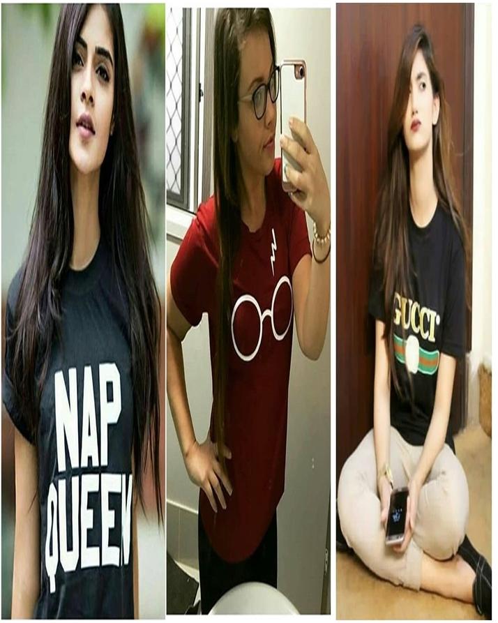 Pack Of 3 - Black Cotton Printed TShirt For Women - HB INDUSTRIES - Tops & T - Shirts -