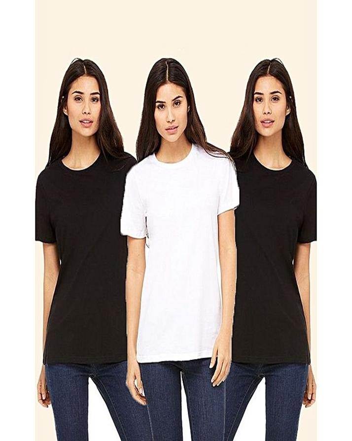 Pack of 3 - BlackBlack and White Plain T - Shirts For Her - HB INDUSTRIES - Tops & T - Shirts -