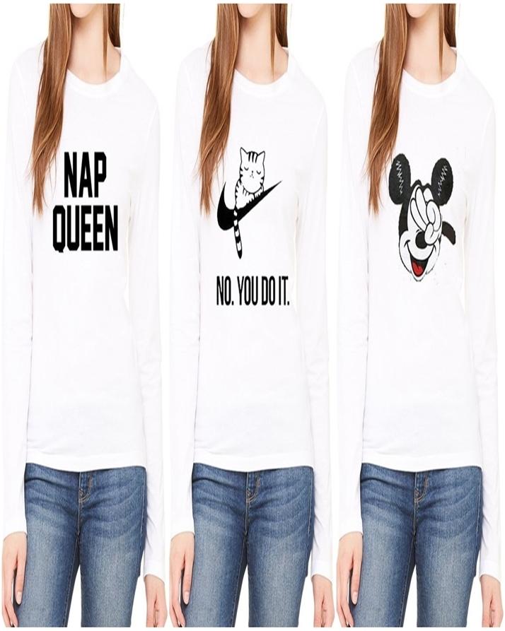 Pack Of 3 - White Cotton Printed T - Shirts For Her - HB INDUSTRIES - Tops & T - Shirts -