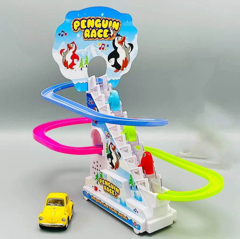 Penguin Race Track Set with Flashing Lights and Music - HB INDUSTRIES - Vehicles & Trains -