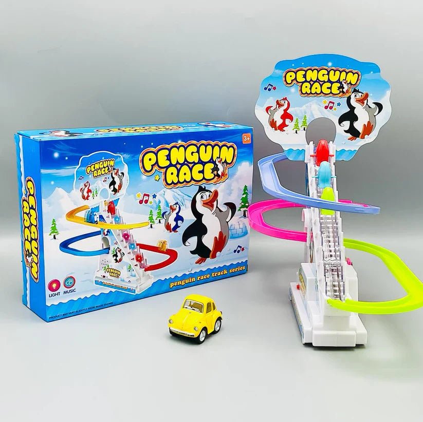 Penguin Race Track Set with Flashing Lights and Music - HB INDUSTRIES - Vehicles & Trains -