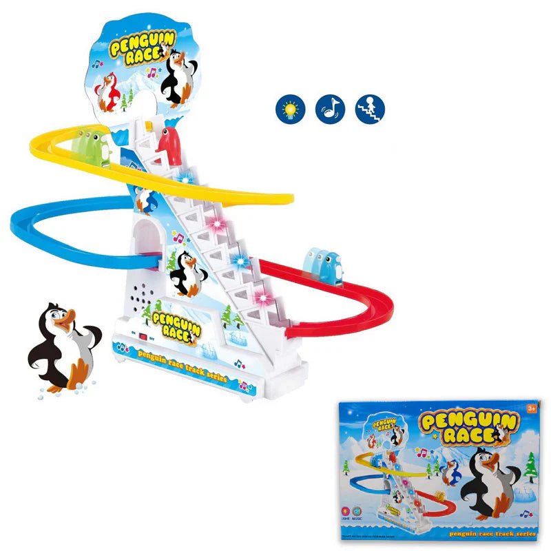 Penguin Race Track Set with Flashing Lights and Music - HB INDUSTRIES - Vehicles & Trains -