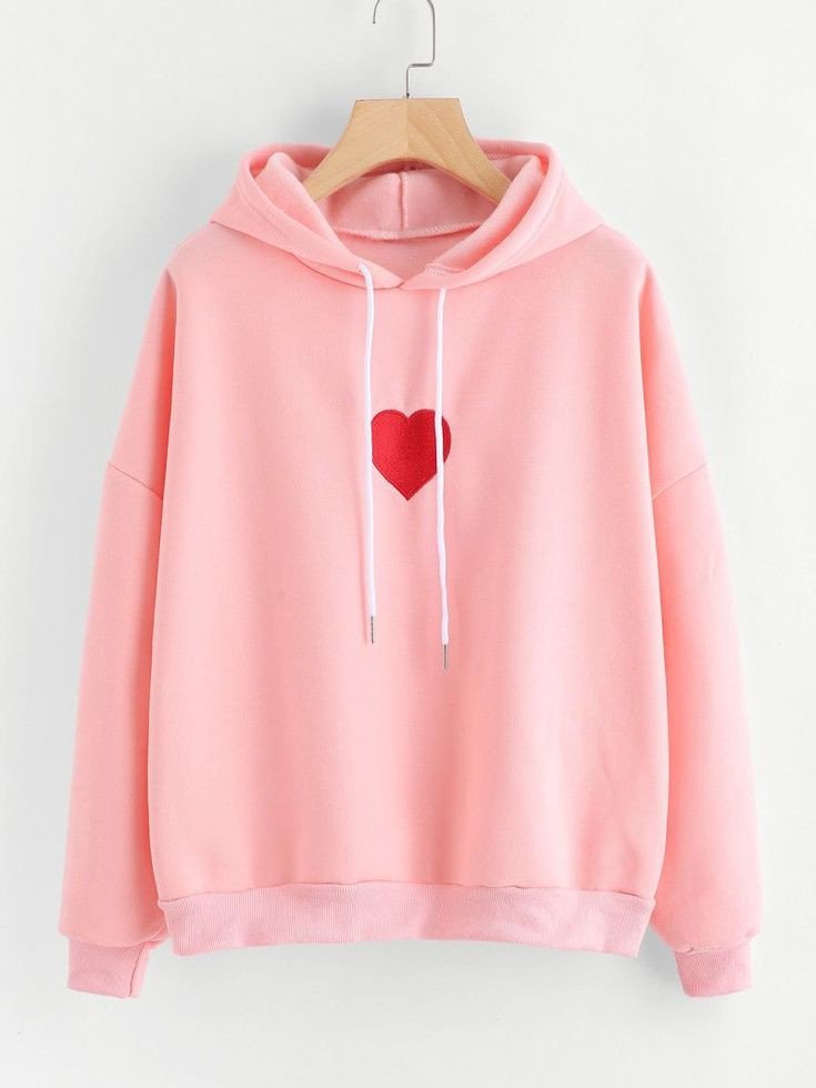 Pink HeartPrinted Fleece Full Sleeves Pull Over Hoodie For Women - HB INDUSTRIES - Hoodies & Sweatshirts -
