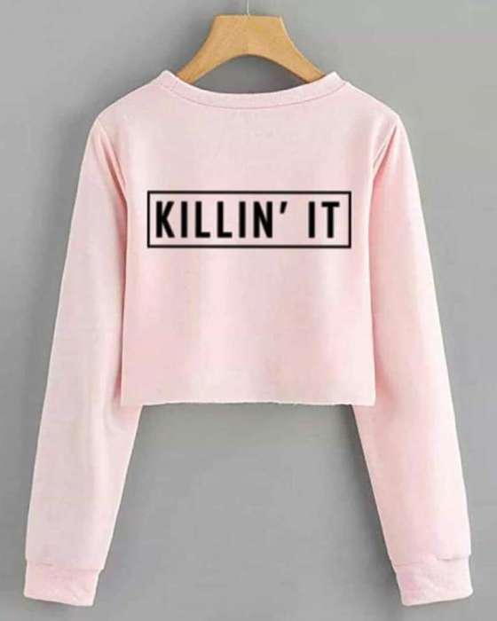 PINK KILLIN IT CROPPED SWEATSHIRT FOR womens 437 - HB INDUSTRIES - Hoodies & Sweatshirts -