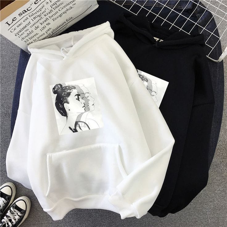 Pop Art Sketch Printed Fleece Full Sleeves Pull Over Hoodie For Women - HB INDUSTRIES - Hoodies & Sweatshirts -