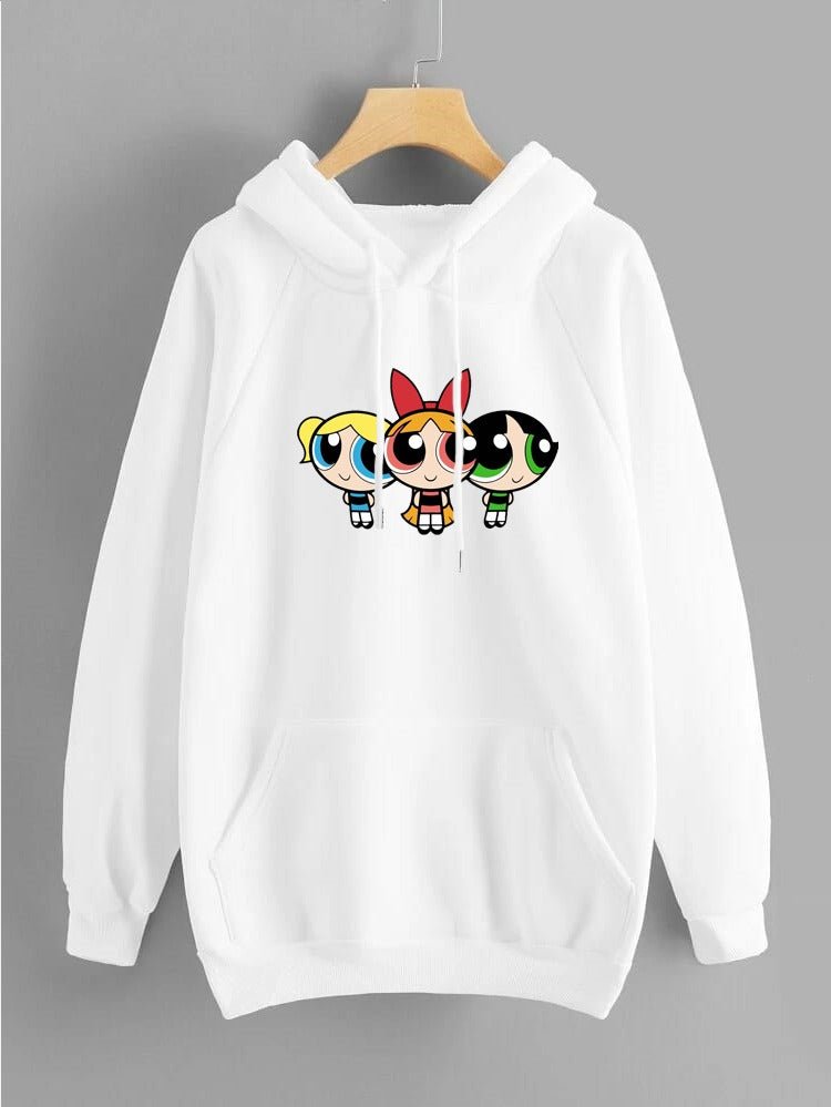 Powerpuff Girls Printed Fleece Full Sleeves Pull Over Hoodie For Women - HB INDUSTRIES - Hoodies & Sweatshirts -