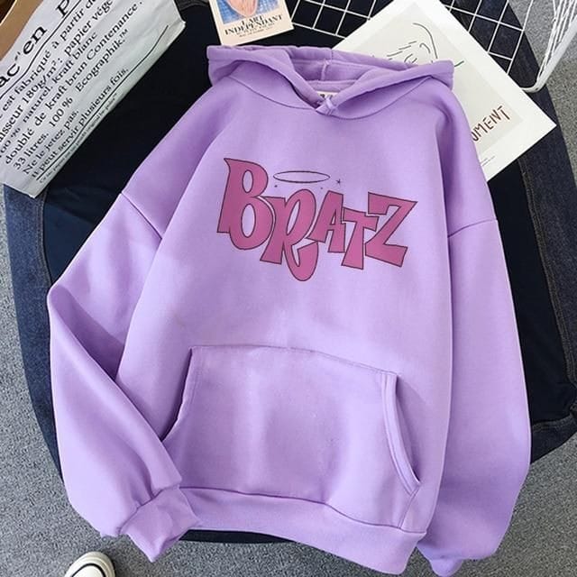 Purple Bratz Printed Fleece Full Sleeves Pull Over Hoodie For Women - HB INDUSTRIES - Hoodies & Sweatshirts -