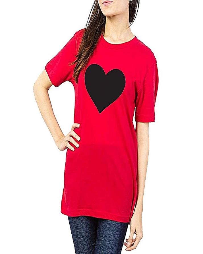 Red Black Heart Cotton Printed T - Shirt For Women - HB INDUSTRIES - Tops & T - Shirts -