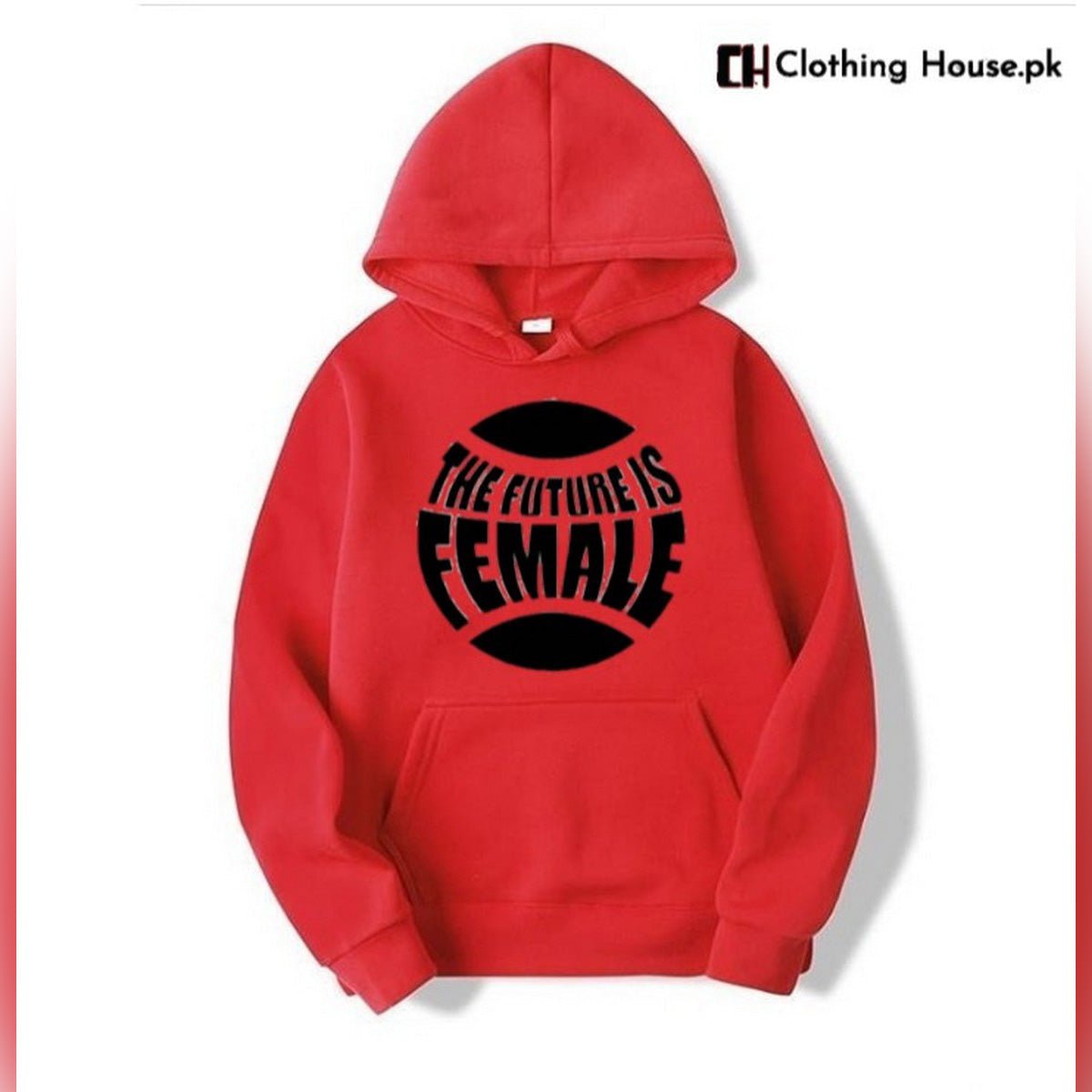 Red The Future is Female Fleece Full Sleeves Pull Over Hoodie For Women - HB INDUSTRIES - Hoodies & Sweatshirts -
