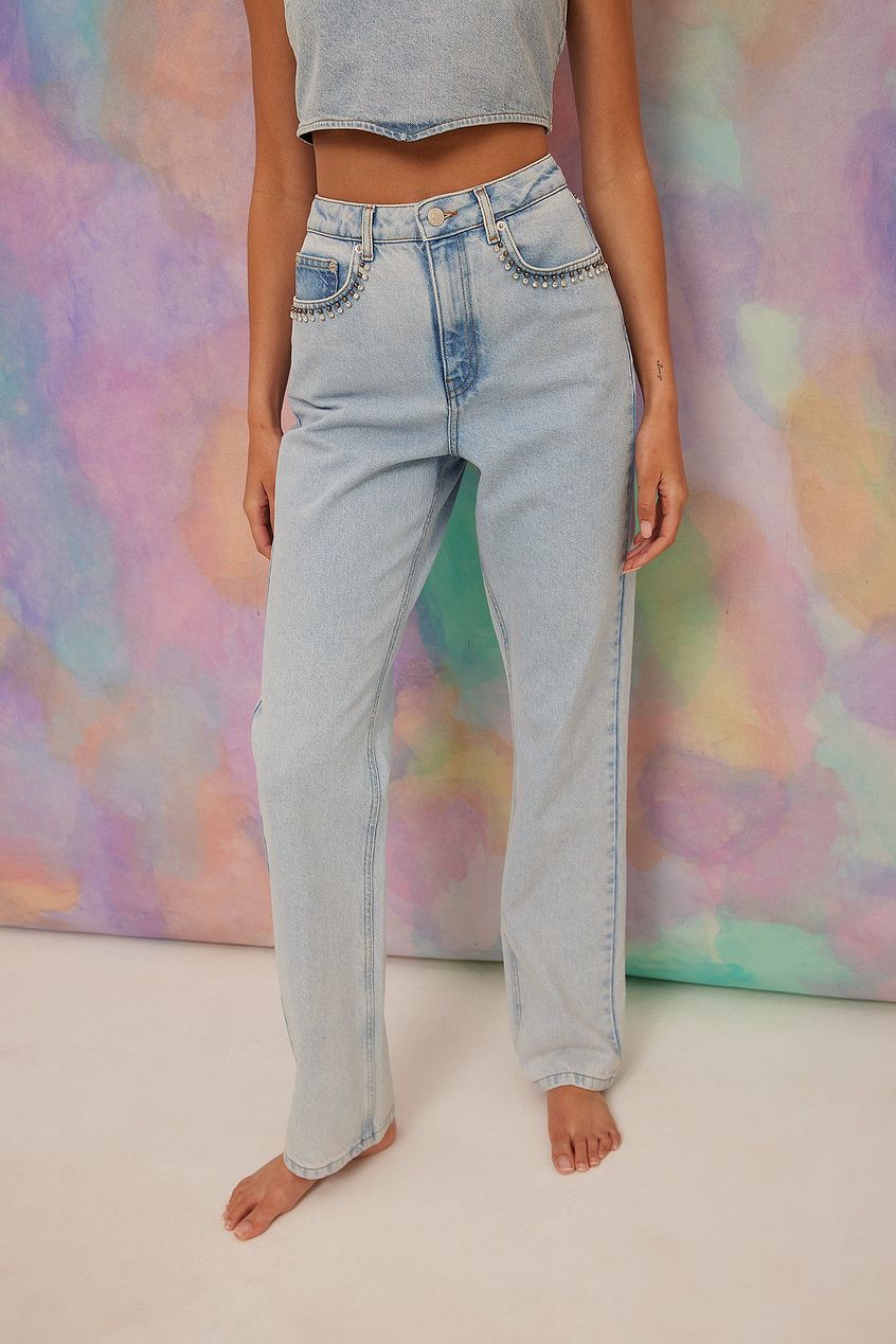 Rhinestone Detail Denim For Womens - HB INDUSTRIES - Jeans -
