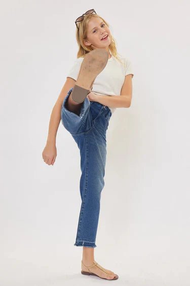 Royal High Rise Mini Straight Leg Kid Jeans - HB INDUSTRIES - Girls Jeans -