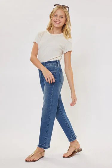 Royal High Rise Mini Straight Leg Kid Jeans - HB INDUSTRIES - Girls Jeans -