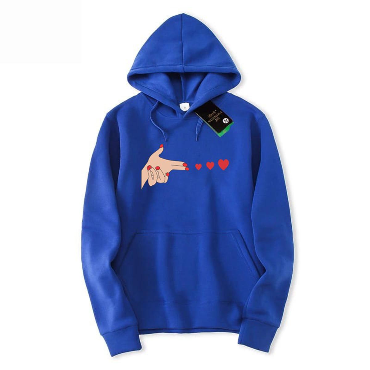Shoot Heart Printed Fleece Full Sleeves Pull Over Hoodie For Women - HB INDUSTRIES - Hoodies & Sweatshirts -