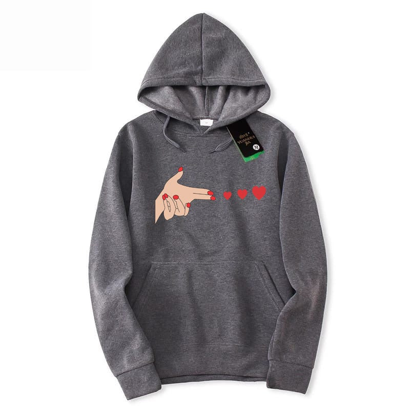 Shoot Heart Printed Fleece Full Sleeves Pull Over Hoodie For Women - HB INDUSTRIES - Hoodies & Sweatshirts -