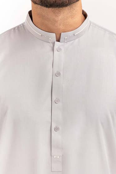 Silver Grey Basic Shalwar Kameez - HB INDUSTRIES - Shalwar Kameez -