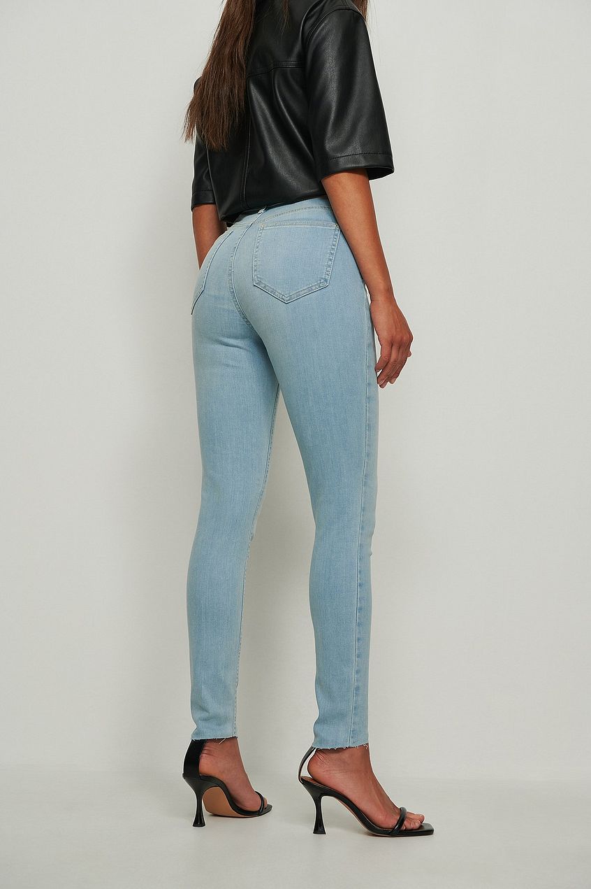 Skinny High Waist Raw Hem Jeans For Womens - HB INDUSTRIES - Jeans -