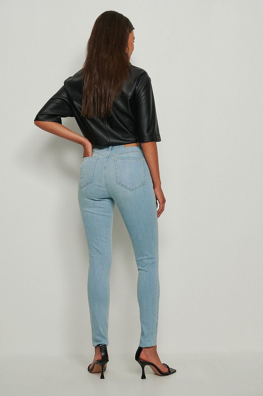 Skinny High Waist Raw Hem Jeans For Womens - HB INDUSTRIES - Jeans -