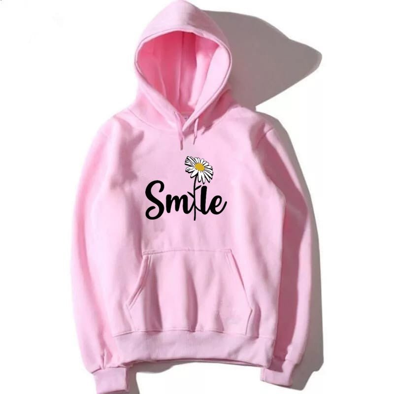 Smile Printed Fleece Full Sleeves Pull Over Hoodie For Women - HB INDUSTRIES - Hoodies & Sweatshirts -