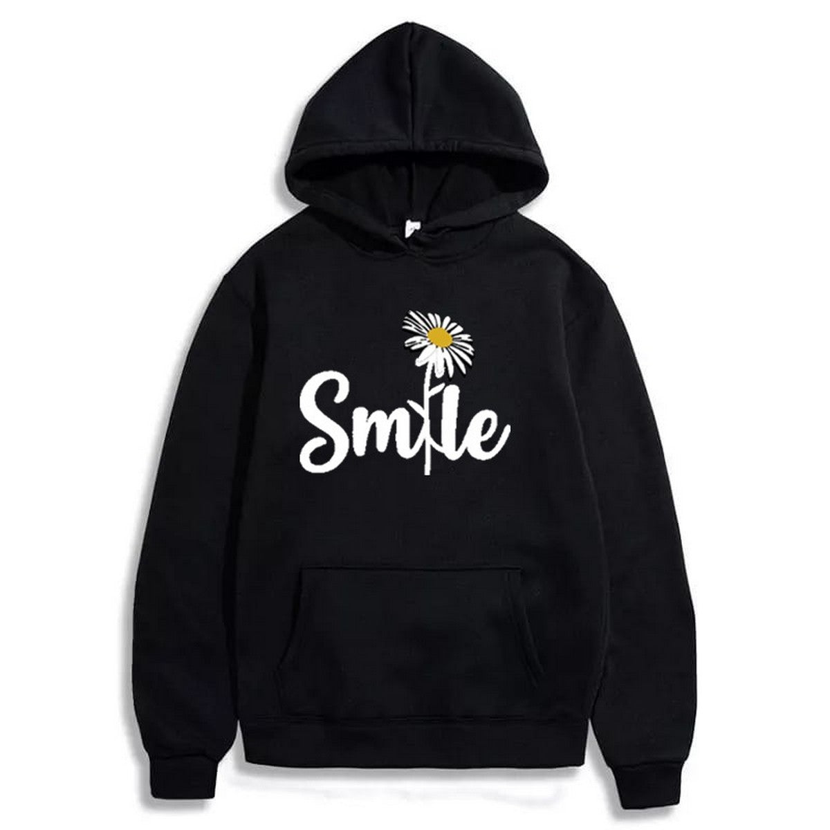 Smile Printed Fleece Full Sleeves Pull Over Hoodie For Women - HB INDUSTRIES - Hoodies & Sweatshirts -