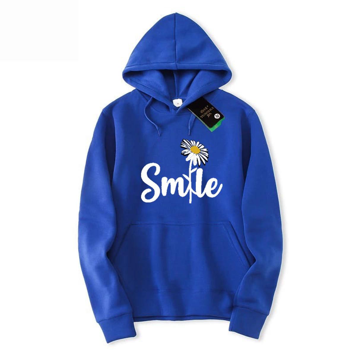 Smile Printed Fleece Full Sleeves Pull Over Hoodie For Women - HB INDUSTRIES - Hoodies & Sweatshirts -