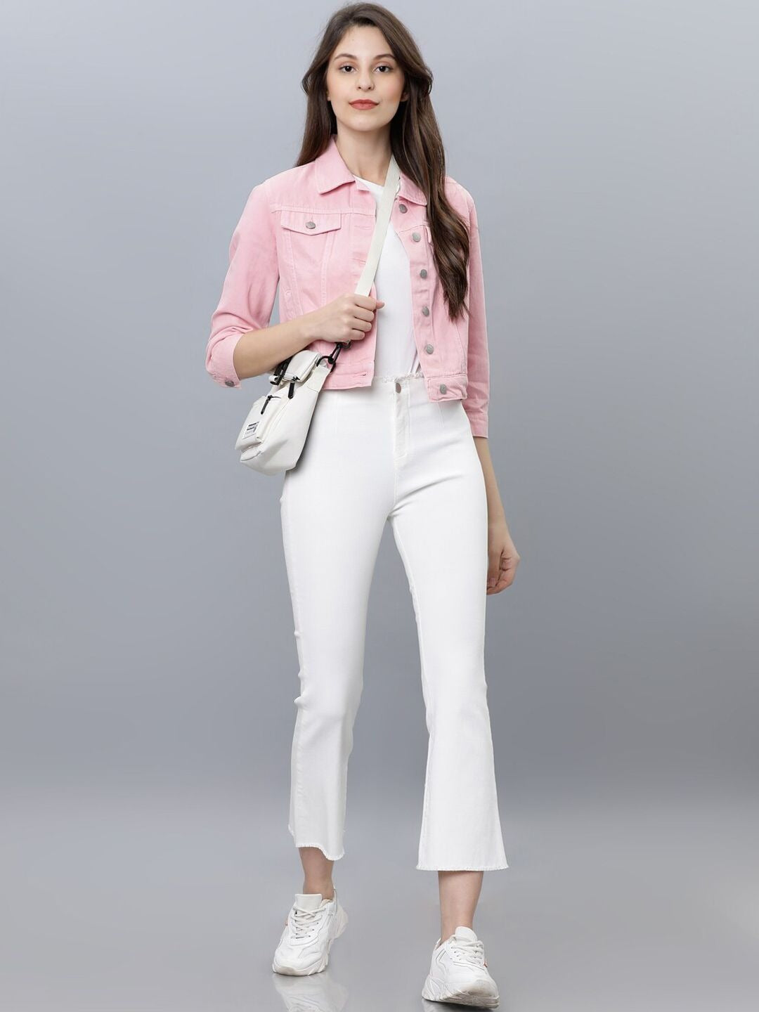 Women Pink Solid Denim Jacket – Trendy Everyday Outerwear for Pakistani Fashion | HB INDUSTRIES