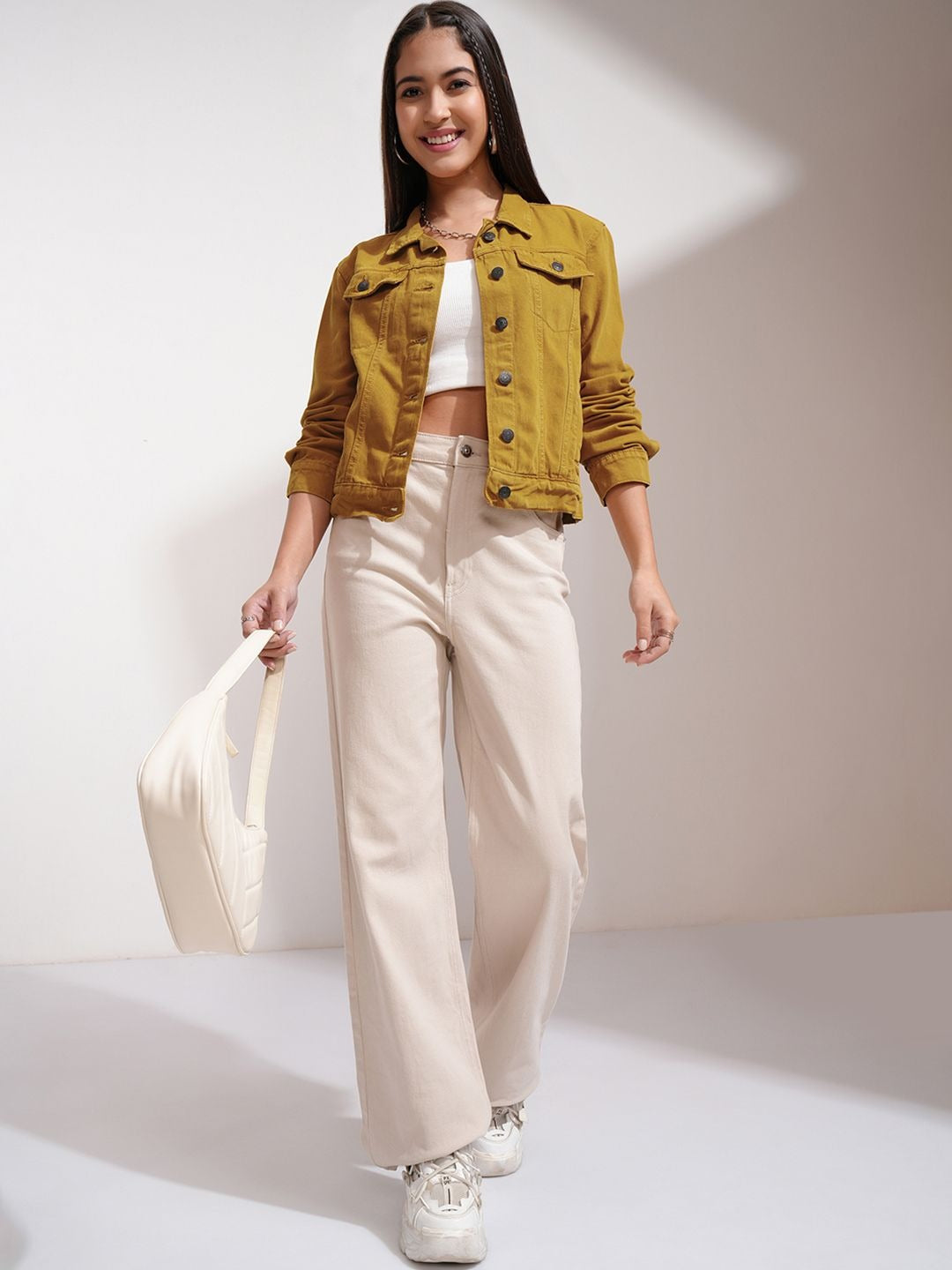 Women Mustard Solid Jacket – Stylish Winter Outerwear for Pakistani Fashion | HB INDUSTRIES