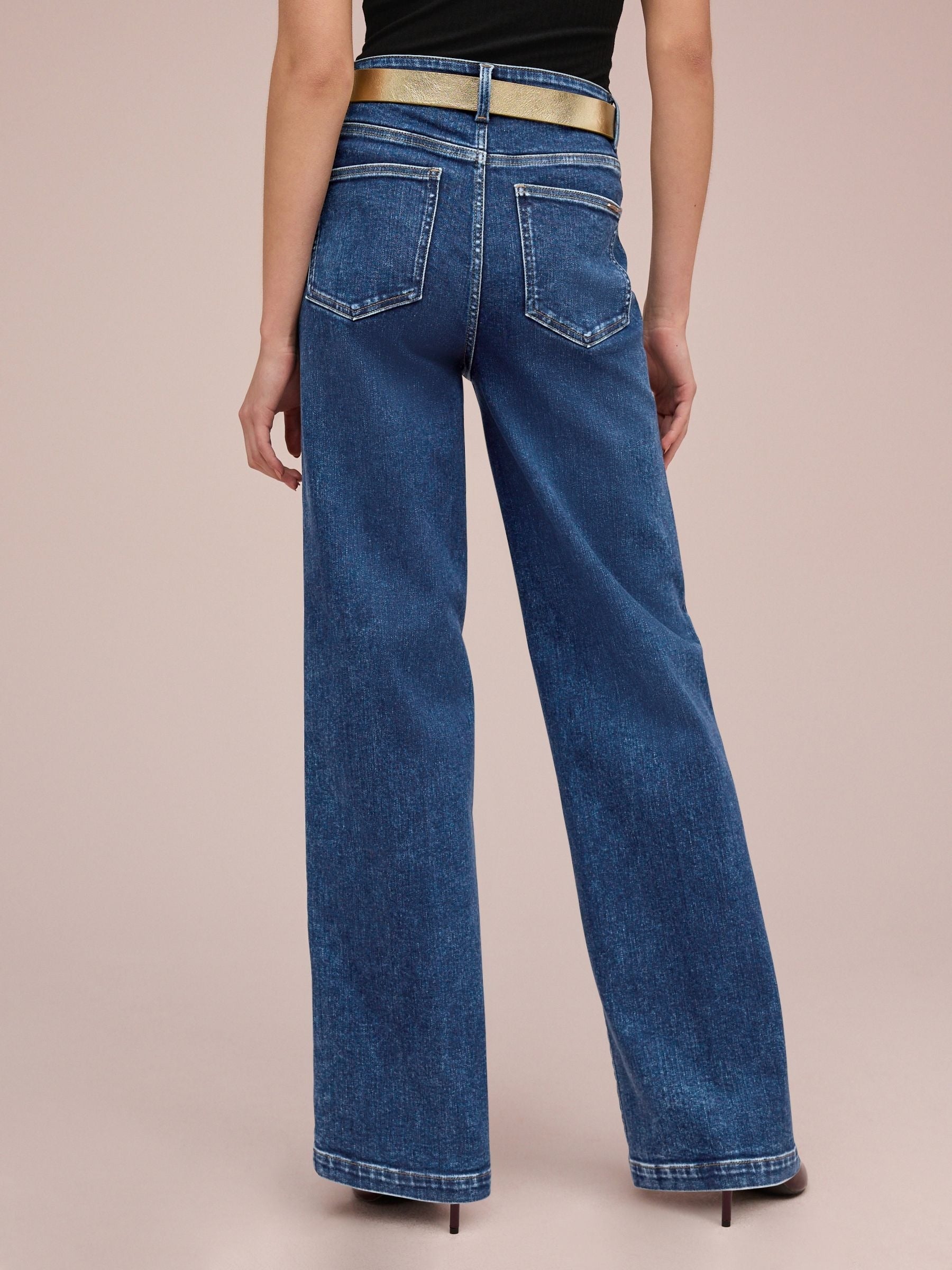 Women Dark Blue Wide Leg Jeans – Trendy High-Waist Denim for Everyday Wear in Pakistan | HB INDUSTRIES