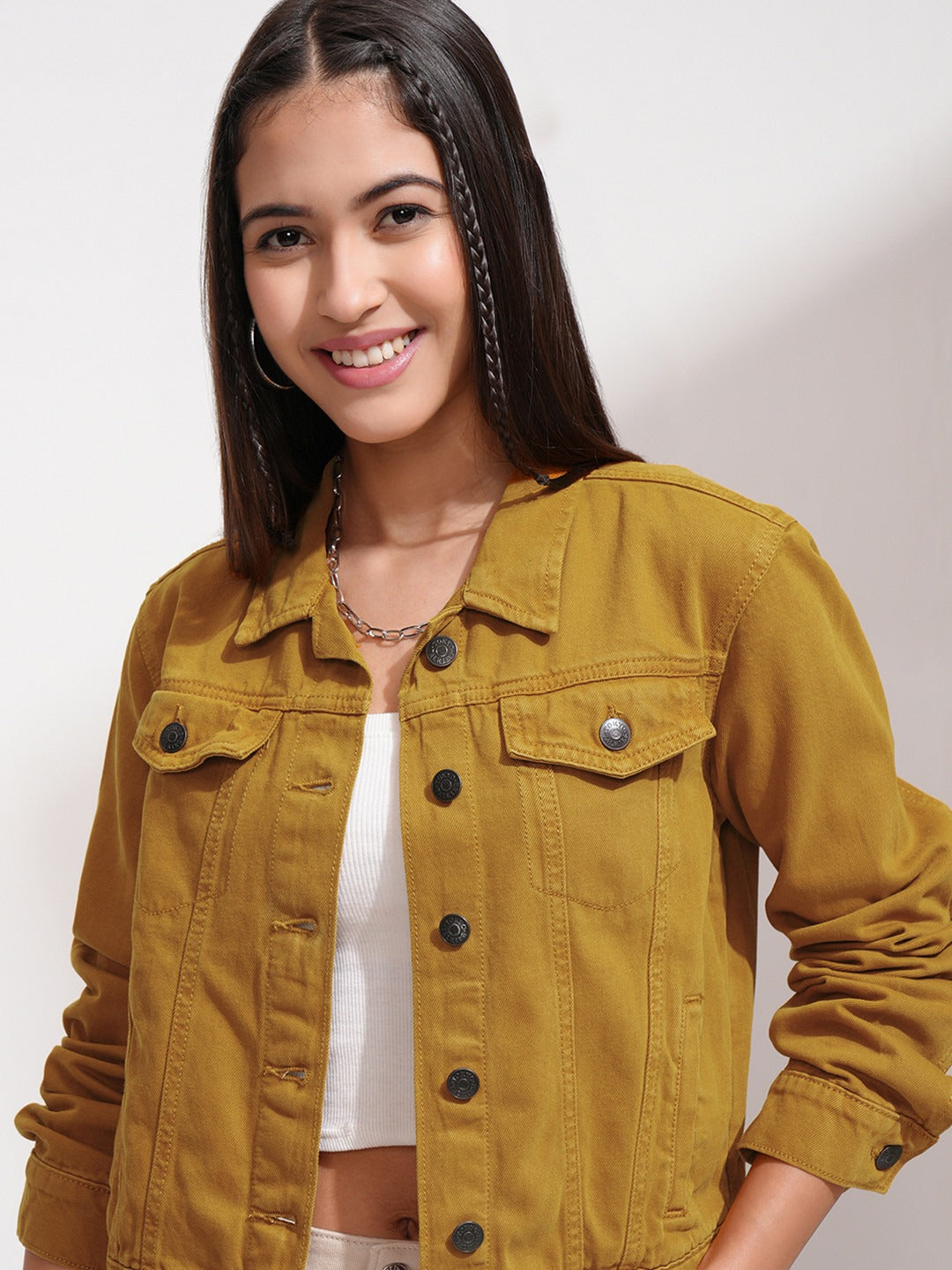 Women Mustard Solid Jacket – Stylish Winter Outerwear for Pakistani Fashion | HB INDUSTRIES