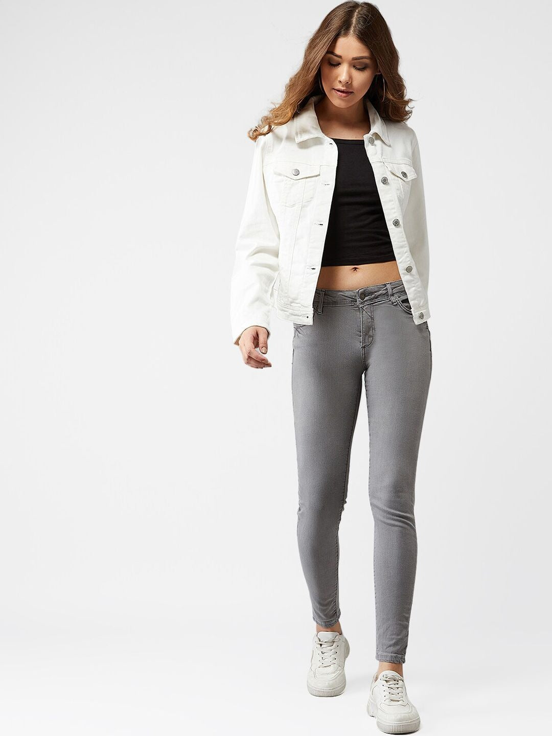 Women White Solid Denim Jacket – Premium Summer Outerwear for Pakistani Style | HB INDUSTRIES